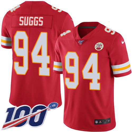 Nike Chiefs #94 Terrell Suggs Red Team Color Youth Stitched NFL 100th Season Vapor Untouchable Limited Jersey Nike Chiefs #94 Terrell Suggs Red Team Color Youth Stitched NFL 100th Season Vapor Untouchable Limited Jersey