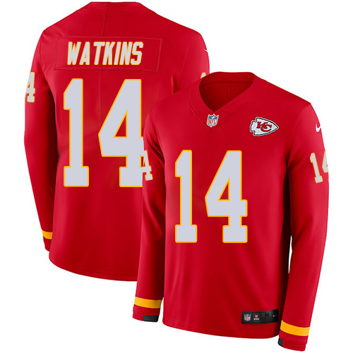 Nike Chiefs #14 Sammy Watkins Red Team Color Youth Stitched NFL Limited Therma Long Sleeve Jersey Nike Chiefs #14 Sammy Watkins Red Team Color Youth Stitched NFL Limited Therma Long Sleeve Jersey