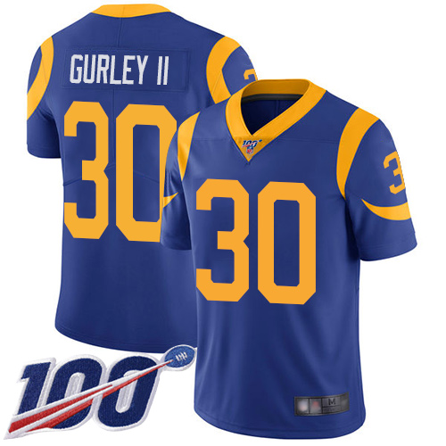 Nike Rams #30 Todd Gurley II Royal Blue Alternate Youth Stitched NFL 100th Season Vapor Limited Jersey Nike Rams #30 Todd Gurley II Royal Blue Alternate Youth Stitched NFL 100th Season Vapor Limited Jersey