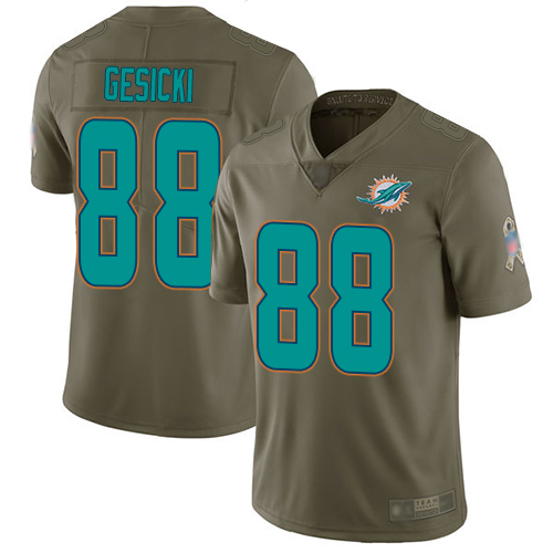 Nike Dolphins #88 Mike Gesicki Olive Youth Stitched NFL Limited 2017 Salute to Service Jersey Nike Dolphins #88 Mike Gesicki Olive Youth Stitched NFL Limited 2017 Salute to Service Jersey