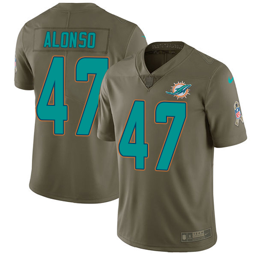 Nike Dolphins #47 Kiko Alonso Olive Youth Stitched NFL Limited 2017 Salute to Service Jersey Nike Dolphins #47 Kiko Alonso Olive Youth Stitched NFL Limited 2017 Salute to Service Jersey