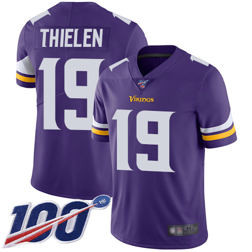 Nike Vikings #19 Adam Thielen Purple Team Color Youth Stitched NFL 100th Season Vapor Limited Jersey Nike Vikings #19 Adam Thielen Purple Team Color Youth Stitched NFL 100th Season Vapor Limited Jersey