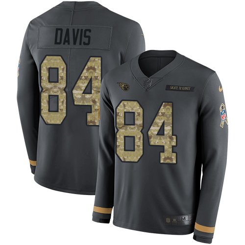 Nike Titans #84 Corey Davis Anthracite Salute to Service Youth Stitched NFL Limited Therma Long Sleeve Jersey Nike Titans #84 Corey Davis Anthracite Salute to Service Youth Stitched NFL Limited Therma Long Sleeve Jersey