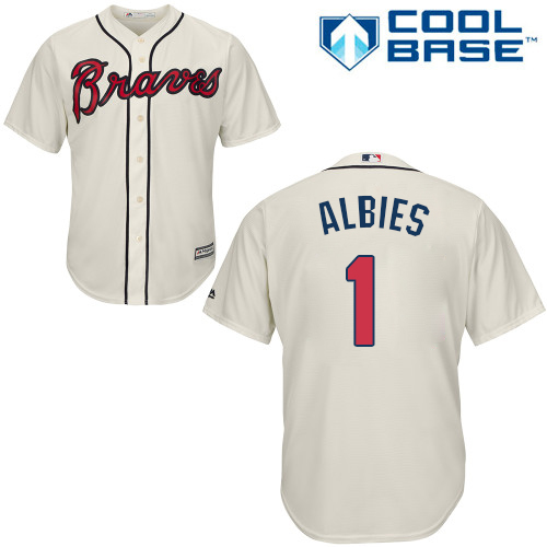 Braves #1 Ozzie Albies Cream Cool Base Stitched Youth MLB Jersey Braves #1 Ozzie Albies Cream Cool Base Stitched Youth MLB Jersey