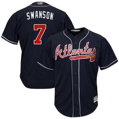 Braves #7 Dansby Swanson Navy Blue Cool Base Stitched Youth MLB Jersey Braves #7 Dansby Swanson Navy Blue Cool Base Stitched Youth MLB Jersey