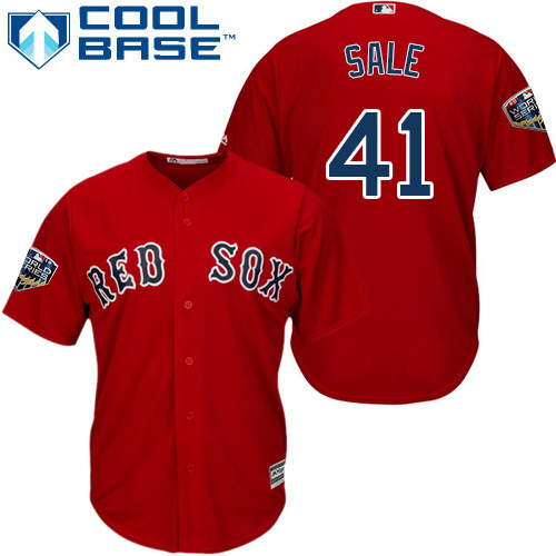 Red Sox #41 Chris Sale Red Cool Base 2018 World Series Stitched Youth MLB Jersey Red Sox #41 Chris Sale Red Cool Base 2018 World Series Stitched Youth MLB Jersey