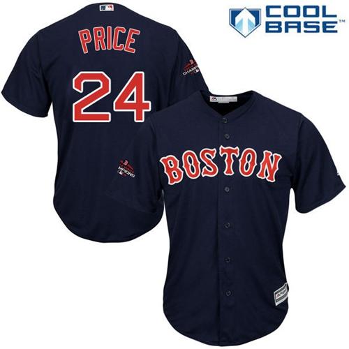 Red Sox #24 David Price Navy Blue Cool Base 2018 World Series Champions Stitched Youth MLB Jersey Red Sox #24 David Price Navy Blue Cool Base 2018 World Series Champions Stitched Youth MLB Jersey