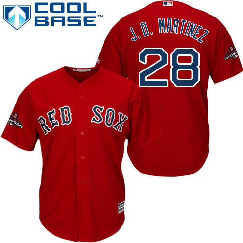 Red Sox #28 J. D. Martinez Red Cool Base 2018 World Series Champions Stitched Youth MLB Jersey Red Sox #28 J. D. Martinez Red Cool Base 2018 World Series Champions Stitched Youth MLB Jersey