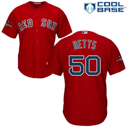 Red Sox #50 Mookie Betts Red Cool Base 2018 World Series Champions Stitched Youth MLB Jersey Red Sox #50 Mookie Betts Red Cool Base 2018 World Series Champions Stitched Youth MLB Jersey