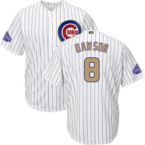Cubs #8 Andre Dawson White(Blue Strip) 2017 Gold Program Cool Base Stitched Youth MLB Jersey Cubs #8 Andre Dawson White(Blue Strip) 2017 Gold Program Cool Base Stitched Youth MLB Jersey