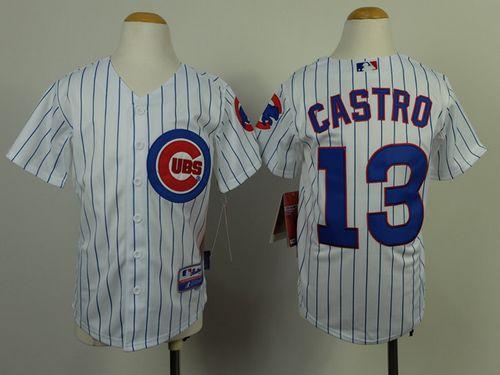 Cubs #13 Starlin Castro White(Blue Strip) Cool Base Stitched Youth MLB Jersey Cubs #13 Starlin Castro White(Blue Strip) Cool Base Stitched Youth MLB Jersey