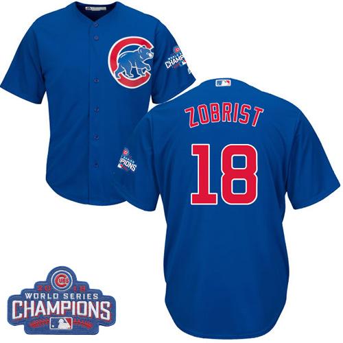 Cubs #18 Ben Zobrist Blue Alternate 2016 World Series Champions Stitched Youth MLB Jersey Cubs #18 Ben Zobrist Blue Alternate 2016 World Series Champions Stitched Youth MLB Jersey