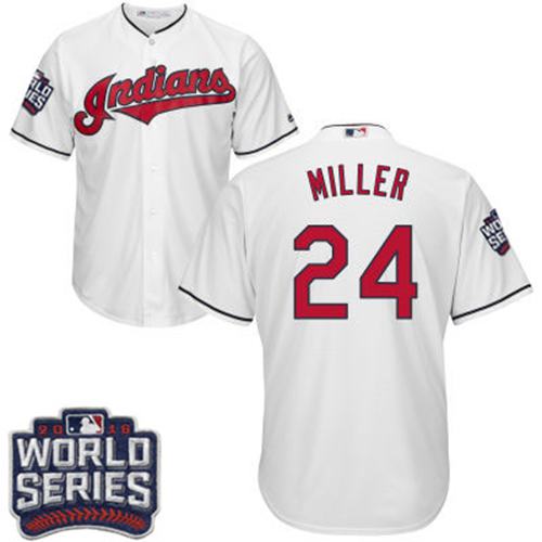 Indians #24 Andrew Miller White Home 2016 World Series Bound Stitched Youth MLB Jersey Indians #24 Andrew Miller White Home 2016 World Series Bound Stitched Youth MLB Jersey