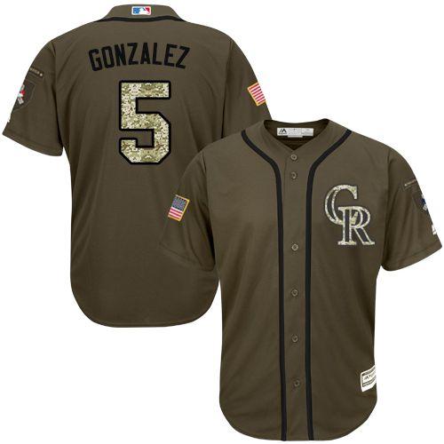 Rockies #5 Carlos Gonzalez Green Salute to Service Stitched Youth MLB Jersey Rockies #5 Carlos Gonzalez Green Salute to Service Stitched Youth MLB Jersey