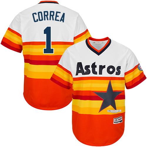 Astros #1 Carlos Correa White/Orange Cooperstown Stitched Youth MLB Jersey Astros #1 Carlos Correa White/Orange Cooperstown Stitched Youth MLB Jersey