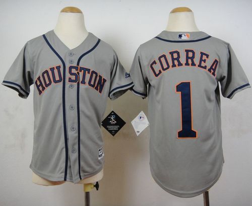 Astros #1 Carlos Correa Grey Cool Base Stitched Youth MLB Jersey Astros #1 Carlos Correa Grey Cool Base Stitched Youth MLB Jersey