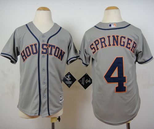 Astros #4 George Springer Grey Cool Base Stitched Youth MLB Jersey Astros #4 George Springer Grey Cool Base Stitched Youth MLB Jersey