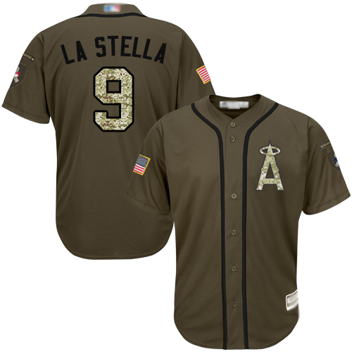 Angels #9 Tommy La Stella Green Salute to Service Stitched Youth MLB Jersey Angels #9 Tommy La Stella Green Salute to Service Stitched Youth MLB Jersey