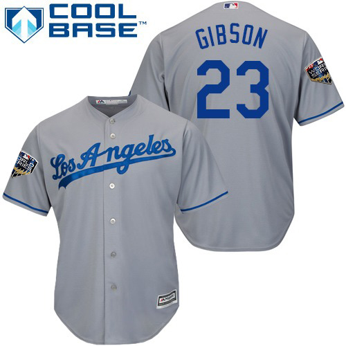Dodgers #23 Kirk Gibson Grey Cool Base 2018 World Series Stitched Youth MLB Jersey Dodgers #23 Kirk Gibson Grey Cool Base 2018 World Series Stitched Youth MLB Jersey