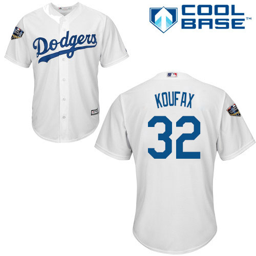 Dodgers #32 Sandy Koufax White Cool Base 2018 World Series Stitched Youth MLB Jersey Dodgers #32 Sandy Koufax White Cool Base 2018 World Series Stitched Youth MLB Jersey