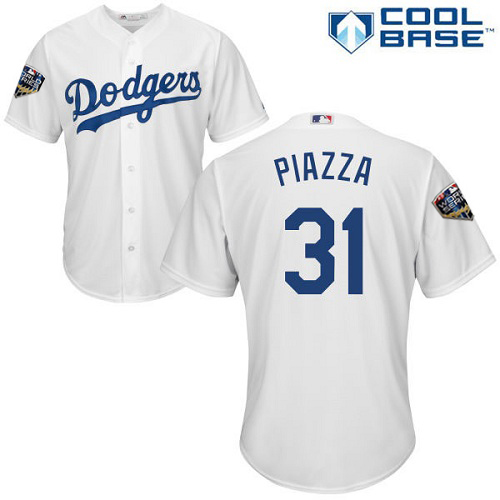 Dodgers #31 Mike Piazza White Cool Base 2018 World Series Stitched Youth MLB Jersey Dodgers #31 Mike Piazza White Cool Base 2018 World Series Stitched Youth MLB Jersey