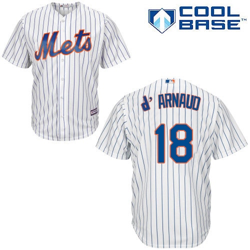 Mets #18 Travis d'Arnaud White(Blue Strip) Cool Base Stitched Youth MLB Jersey Mets #18 Travis d'Arnaud White(Blue Strip) Cool Base Stitched Youth MLB Jersey