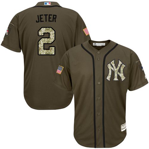 Yankees #2 Derek Jeter Green Salute to Service Stitched Youth MLB Jersey Yankees #2 Derek Jeter Green Salute to Service Stitched Youth MLB Jersey
