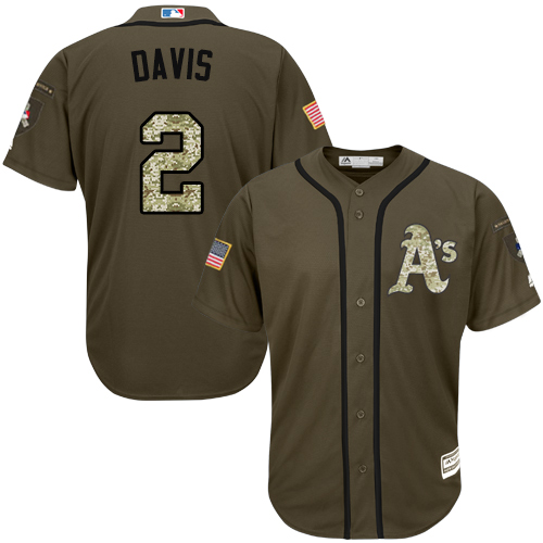 Athletics #2 Khris Davis Green Salute to Service Stitched Youth MLB Jersey Athletics #2 Khris Davis Green Salute to Service Stitched Youth MLB Jersey