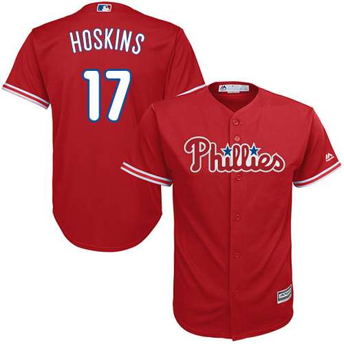 Phillies #17 Rhys Hoskins Red Cool Base Stitched Youth MLB Jersey Phillies #17 Rhys Hoskins Red Cool Base Stitched Youth MLB Jersey
