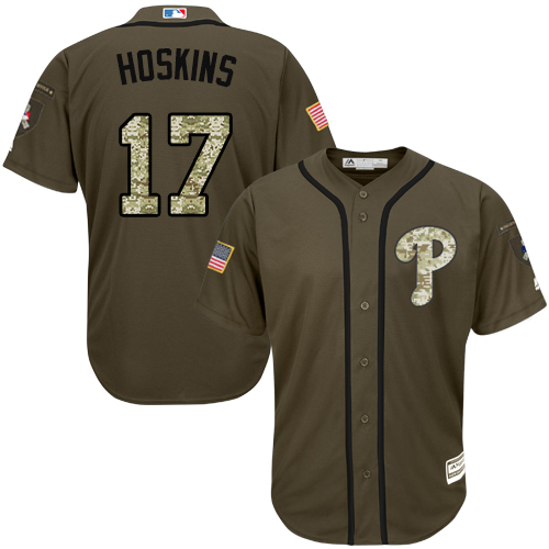Phillies #17 Rhys Hoskins Green Salute to Service Stitched Youth MLB Jersey Phillies #17 Rhys Hoskins Green Salute to Service Stitched Youth MLB Jersey