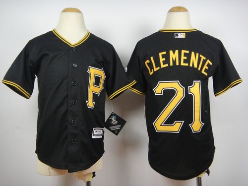 Pirates #21 Roberto Clemente Black Cool Base Stitched Youth MLB Jersey Pirates #21 Roberto Clemente Black Cool Base Stitched Youth MLB Jersey