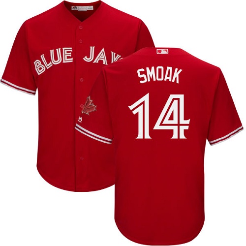 Blue Jays #14 Justin Smoak Red Cool Base Canada Day Stitched Youth MLB Jersey Blue Jays #14 Justin Smoak Red Cool Base Canada Day Stitched Youth MLB Jersey