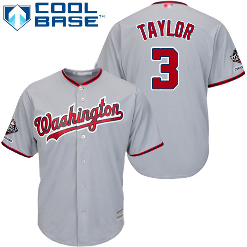 Nationals #3 Michael Taylor Grey Cool Base 2019 World Series Champions Stitched Youth MLB Jersey Nationals #3 Michael Taylor Grey Cool Base 2019 World Series Champions Stitched Youth MLB Jersey