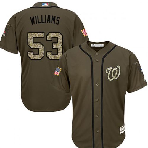 Nationals #53 Austen Williams Green Salute to Service Stitched Youth MLB Jersey Nationals #53 Austen Williams Green Salute to Service Stitched Youth MLB Jersey