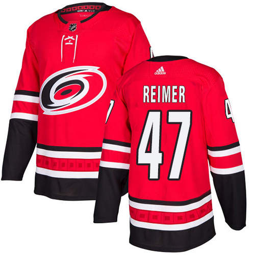 Adidas Hurricanes #47 James Reimer Red Home Authentic Stitched Youth NHL Jersey