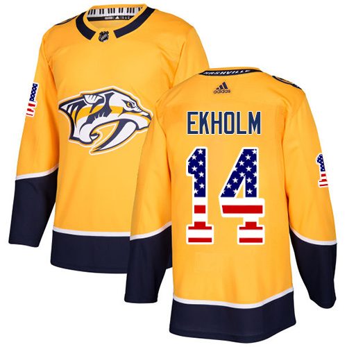 Adidas Predators #14 Mattias Ekholm Yellow Home Authentic USA Flag Stitched Youth NHL Jersey Adidas Predators #14 Mattias Ekholm Yellow Home Authentic USA Flag Stitched Youth NHL Jersey