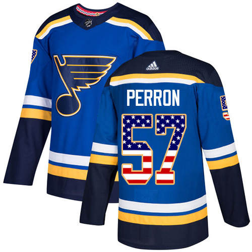 Adidas Blues #57 David Perron Blue Home Authentic USA Flag Stitched Youth NHL Jersey Adidas Blues #57 David Perron Blue Home Authentic USA Flag Stitched Youth NHL Jersey