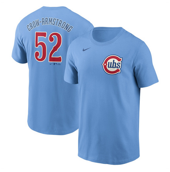 Youth Chicago Cubs #52 Pete Crow-Armstrong Baby Blue Fuse Name & Number T-Shirt Youth Chicago Cubs #52 Pete Crow-Armstrong Baby Blue Fuse Name & Number T-Shirt
