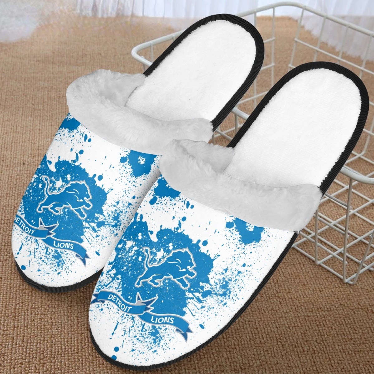 Men's Detroit Lions Team Logo Staycation Slippers/Shoes(Pls check description for details) 2