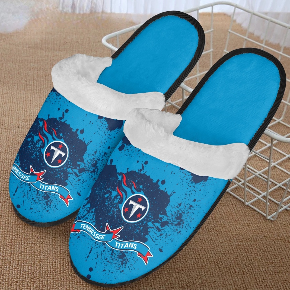 Men's Tennessee Titans Team Logo Staycation Slippers/Shoes(Pls check description for details) 002 Men's Tennessee Titans Team Logo Staycation Slippers/Shoes(Pls check description for details) 002