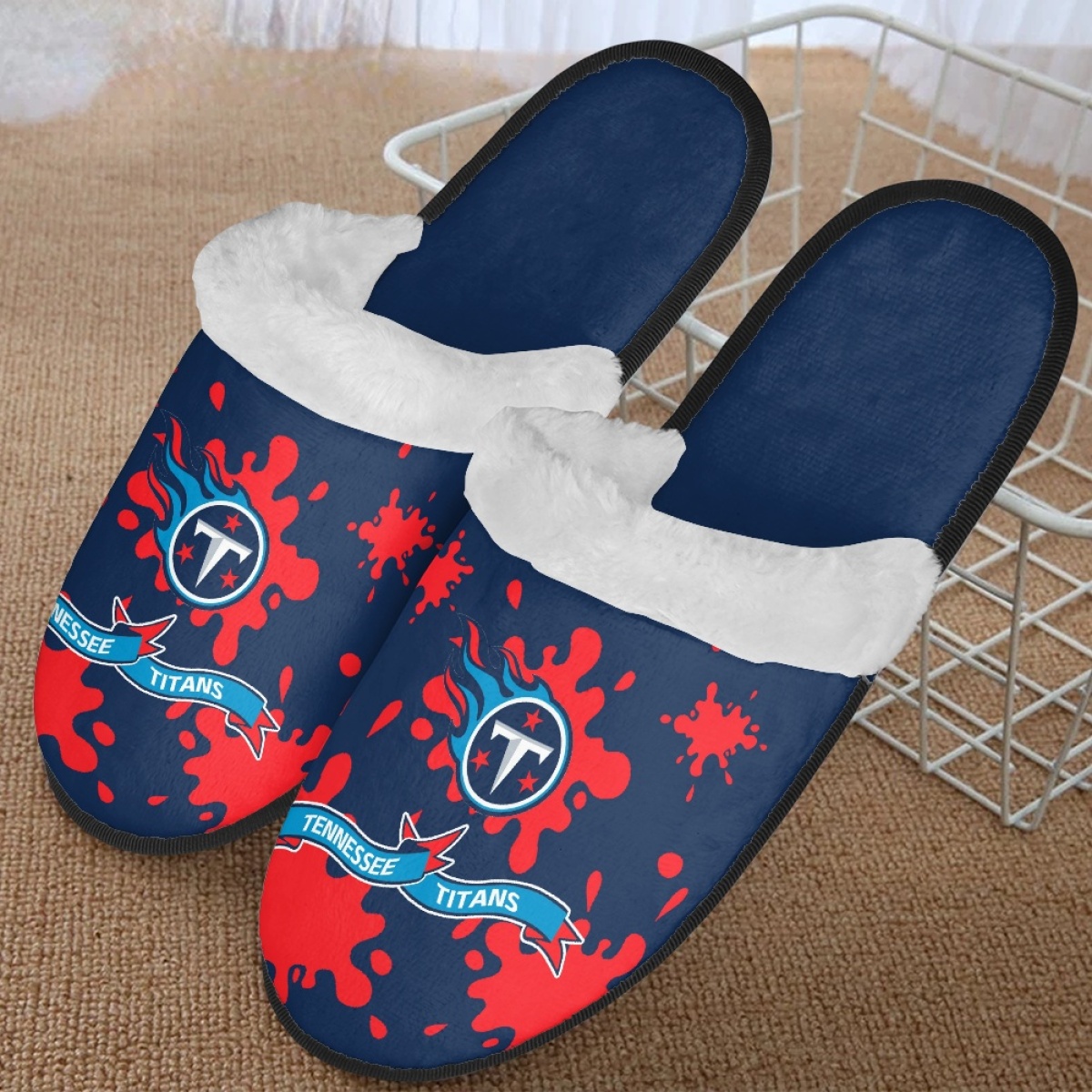 Men's Tennessee Titans Team Logo Staycation Slippers/Shoes(Pls check description for details) 001 Men's Tennessee Titans Team Logo Staycation Slippers/Shoes(Pls check description for details) 001