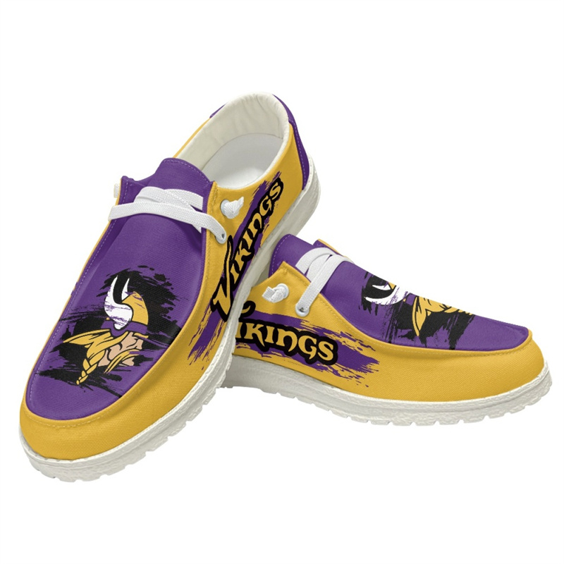 Men's Minnesota Vikings Loafers Lace Up Shoes 001 (Pls check description for details)