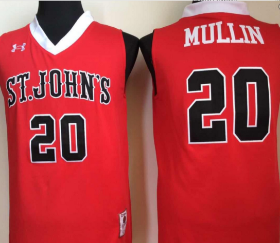 Men's St. Johns University #20 Chris Mullin Red Stitched Basketball Jersey