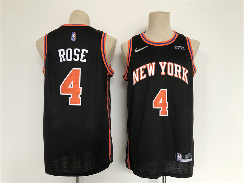 Men's New Yok Knicks #4 Derrick Rose 2021/2022 75th Anniversary Black Stitched Jersey