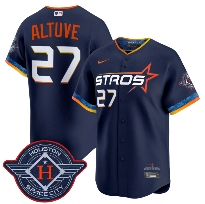 Men's Houston Astros #27 Jose Altuve Navy 2025 City Connect Limited Stitched Baseball Jersey