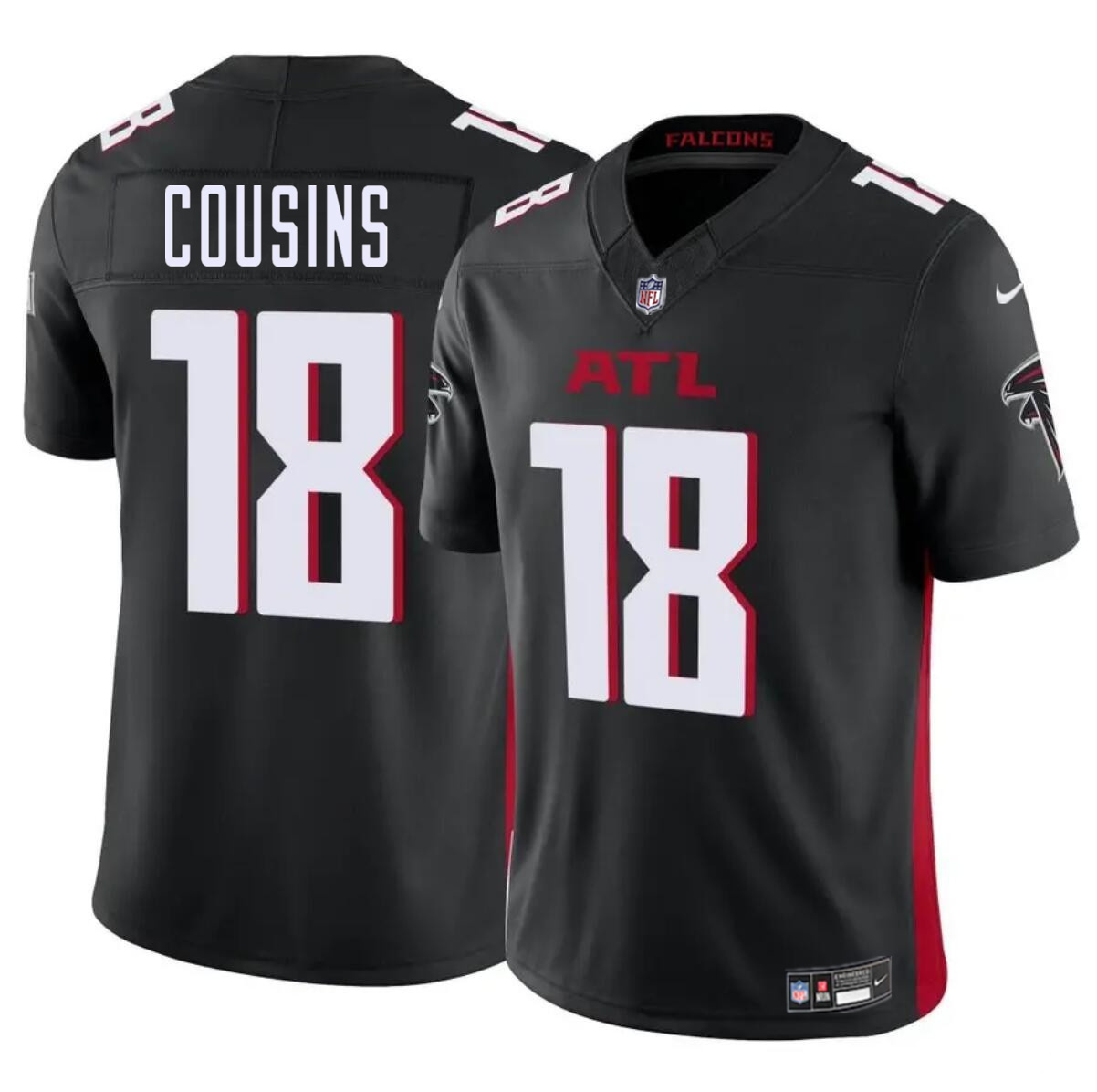 Youth Atlanta Falcons #18 Kirk Cousins Black 2023 F.U.S.E. Vapor Untouchable Limited Stitched Football Jersey Youth Atlanta Falcons #18 Kirk Cousins Black 2023 F.U.S.E. Vapor Untouchable Limited Stitched Football Jersey