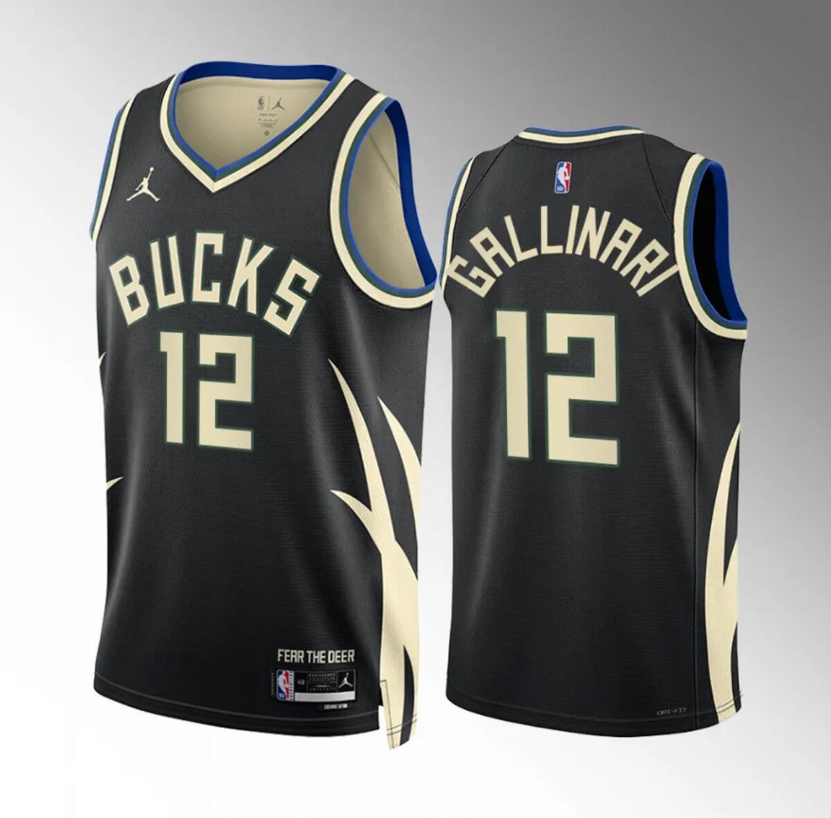 Men's Milwaukee Bucks #12 Danilo Gallinari Black Black Statement Edition Stitched Basketball Jersey Men's Milwaukee Bucks #12 Danilo Gallinari Black Black Statement Edition Stitched Basketball Jersey