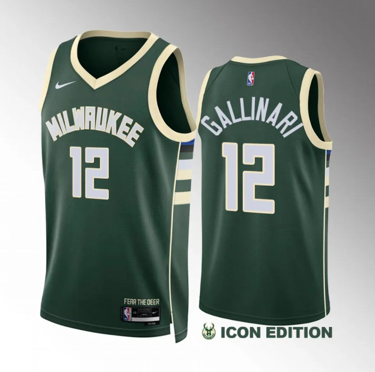 Men's Milwaukee Bucks #12 Danilo Gallinari Green Icon Edition Stitched Basketball Jersey Men's Milwaukee Bucks #12 Danilo Gallinari Green Icon Edition Stitched Basketball Jersey