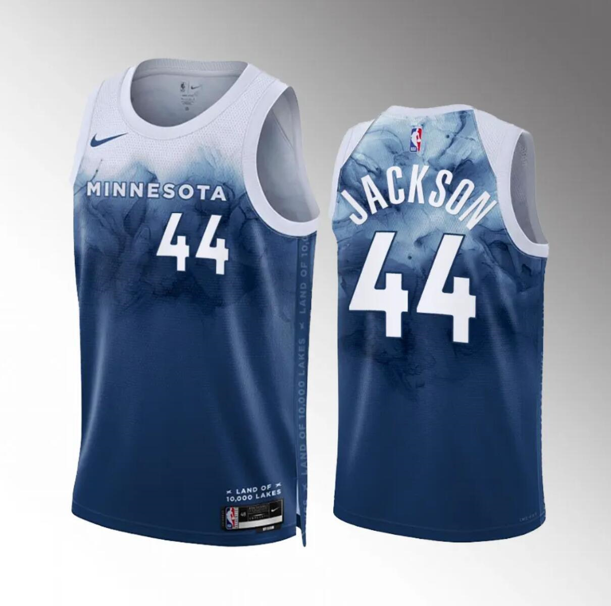 Men's Minnesota Timberwolves #44 Justin Jackson Blue 2023/24 City Edition Stitched Jersey Men's Minnesota Timberwolves #44 Justin Jackson Blue 2023/24 City Edition Stitched Jersey