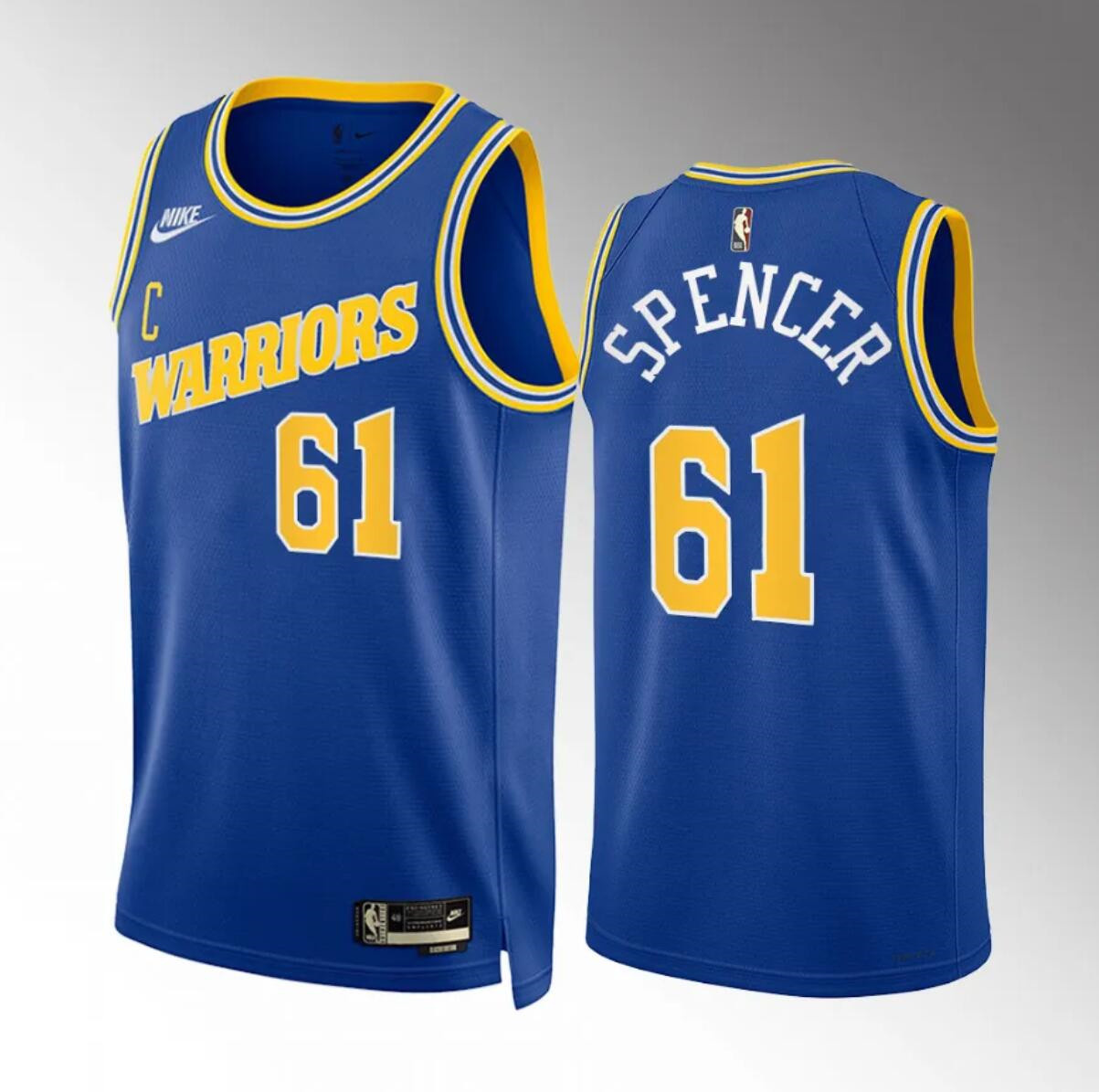 Men's Golden State Warriors #61 Pat Spencer Blue Classic Edition Stitched Basketball Jersey Men's Golden State Warriors #61 Pat Spencer Blue Classic Edition Stitched Basketball Jersey